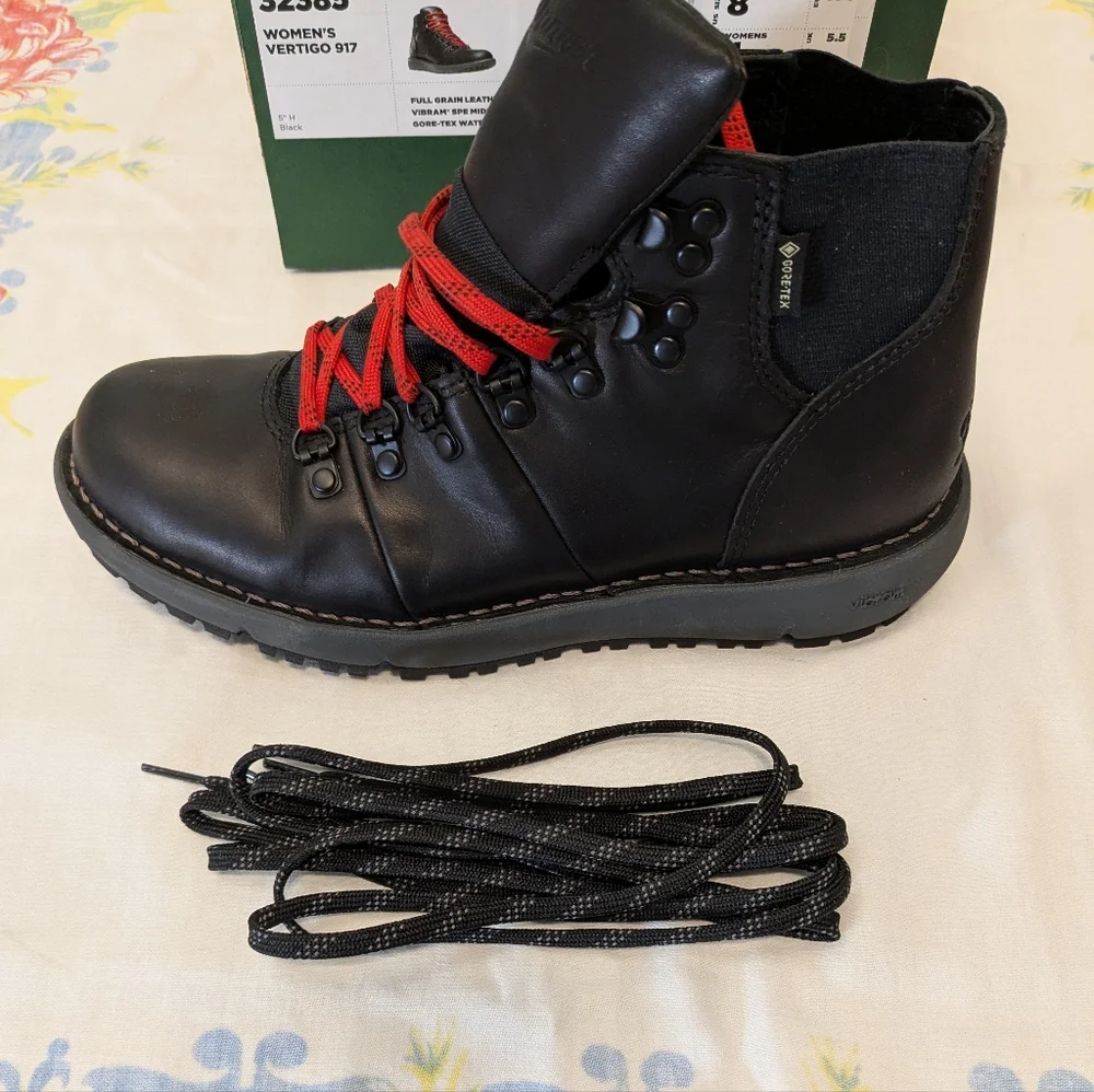 Danner Women’s Vertigo 917 Boots Black Size 8M Gortex, Red and Black Laces - Picture 5 of 13